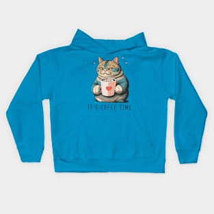 IT'S COFEE TIME CAT Kids Hoodie